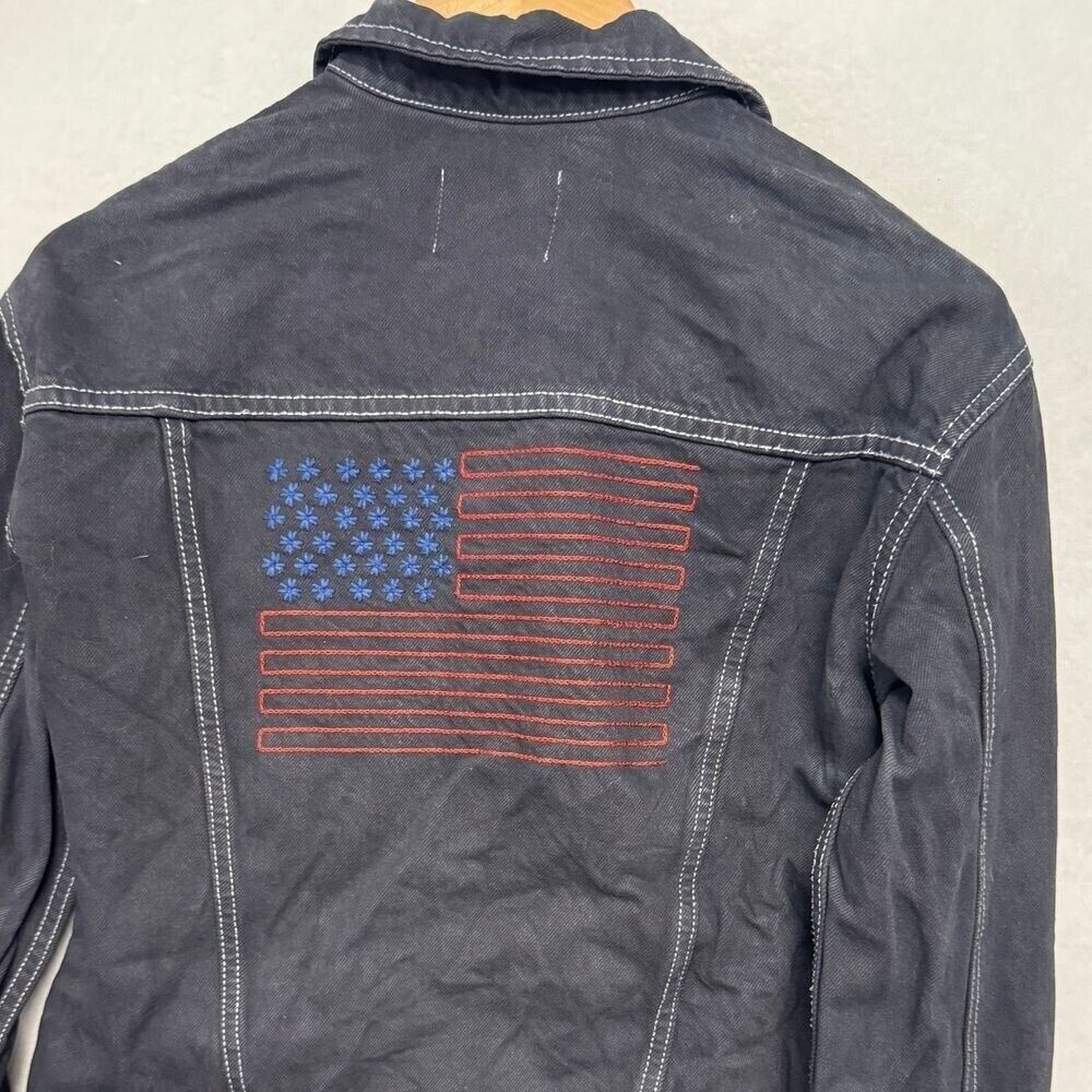 Old Navy | Denim gray jacket  with American flag rhinestones | size xs